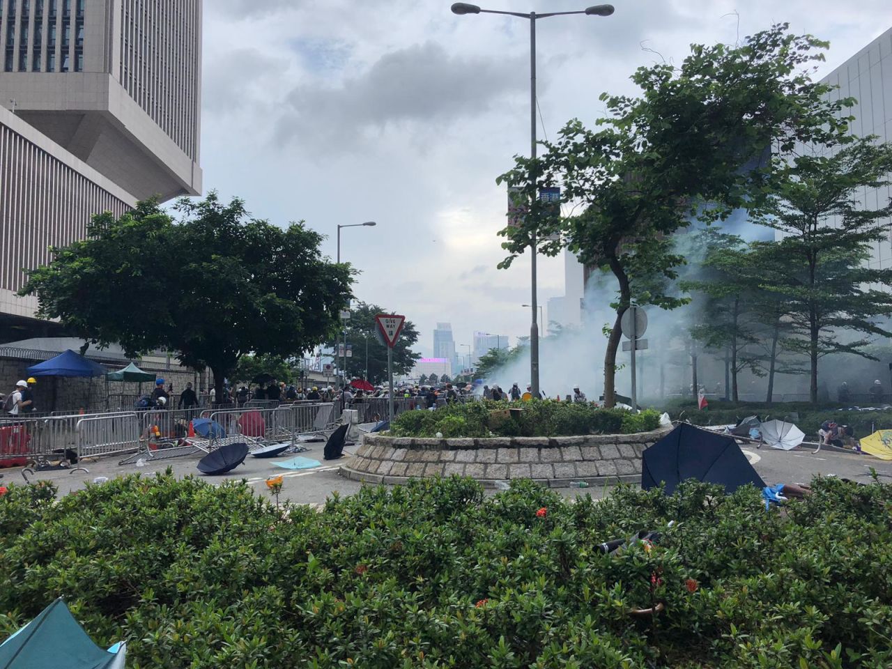 Barricades have been moved up to entrance of the Legislative Council.