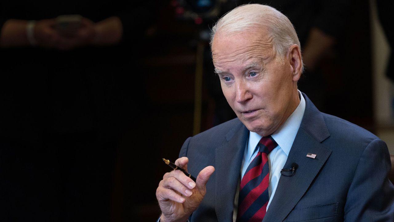 President Joe Biden speaks with CNN's Fareed Zakaria during a televised interview inside the Roosevelt Room at the White House in Washington on July 7. 