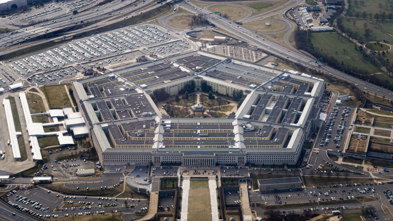 The Pentagon is seen from the air on March 3, 2022. 