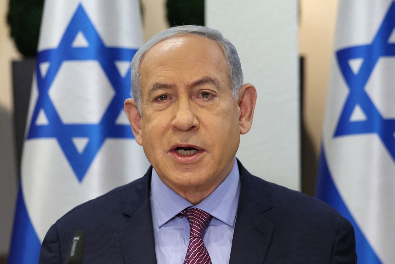 Israeli Prime Minister Benjamin Netanyahu attends the weekly cabinet meeting at the the Kirya military base in Tel Aviv, Israel, on December 31.