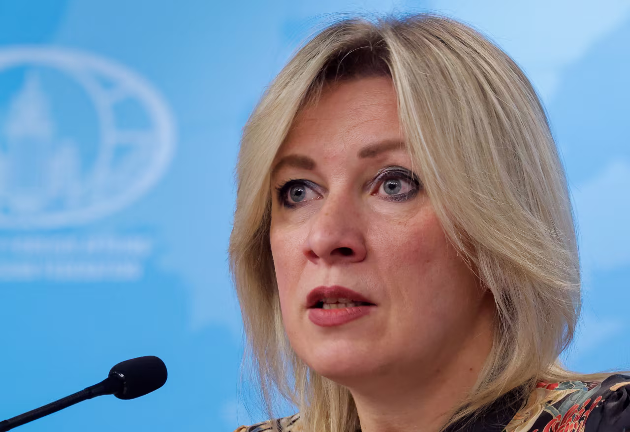 Russian Foreign Ministry spokesperson Maria Zakharova speaks during a news conference in Moscow on April 4. 