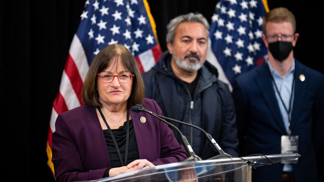 Rep. Annie Kuster speaks in Baltimore, Maryland, in March 2023. 
