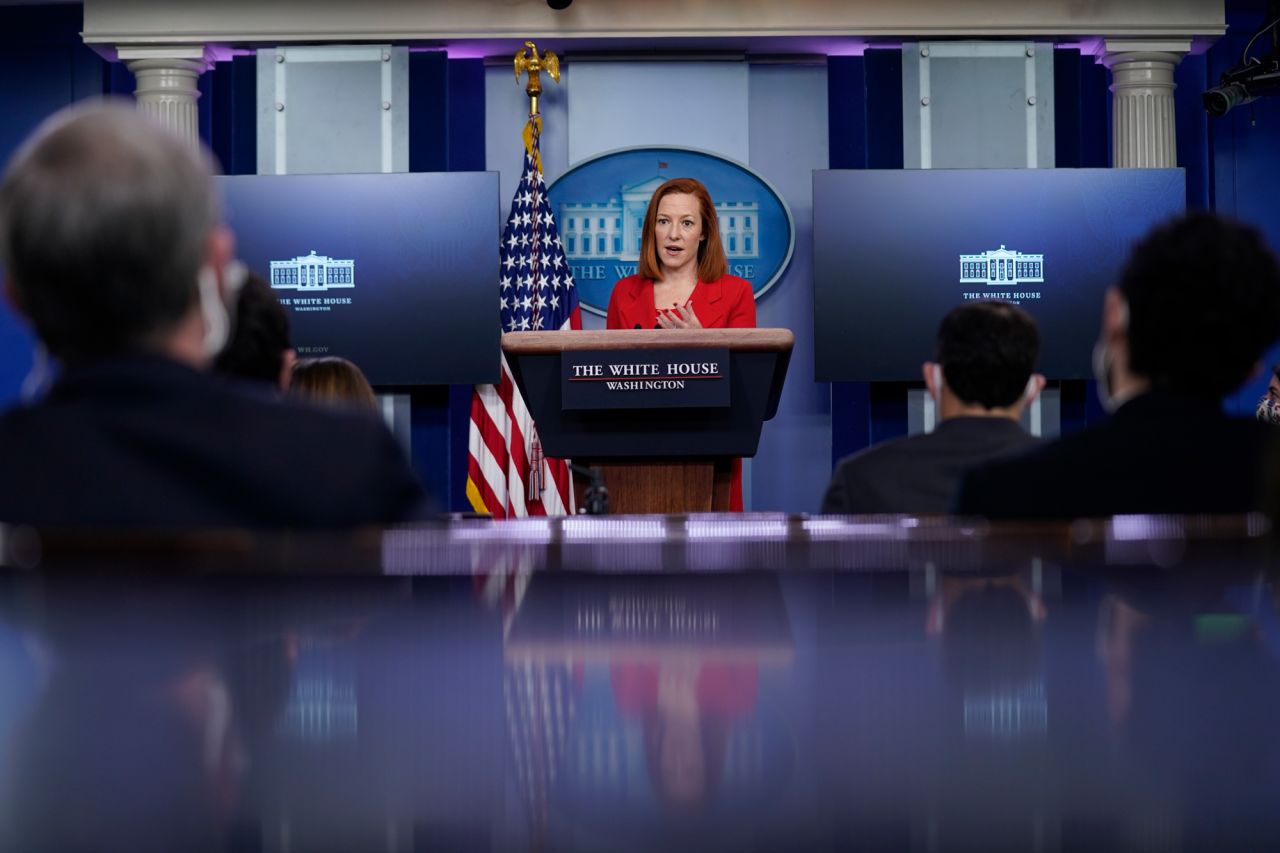 White House press secretary Jen Psaki speaks during a press briefing at the White House on March 2 in Washington, DC.