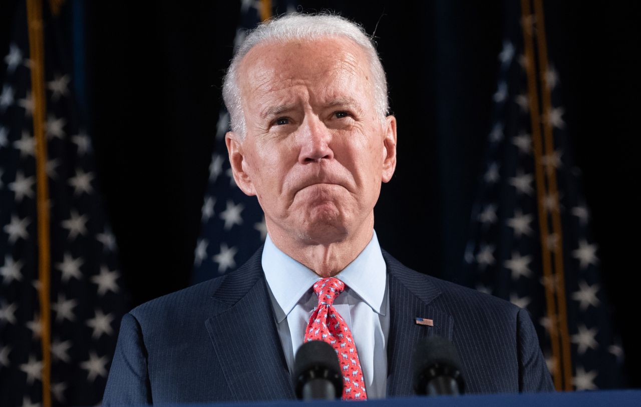 Former Vice President and Democratic presidential hopeful Joe Biden speaks about Covid-19 during a press event in Wilmington, Delaware, on March 12.