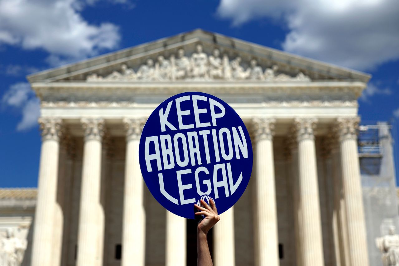 An abortion rights advocate participates in a protest outside of the US Supreme Court Building on June 24 in Washington, DC. 