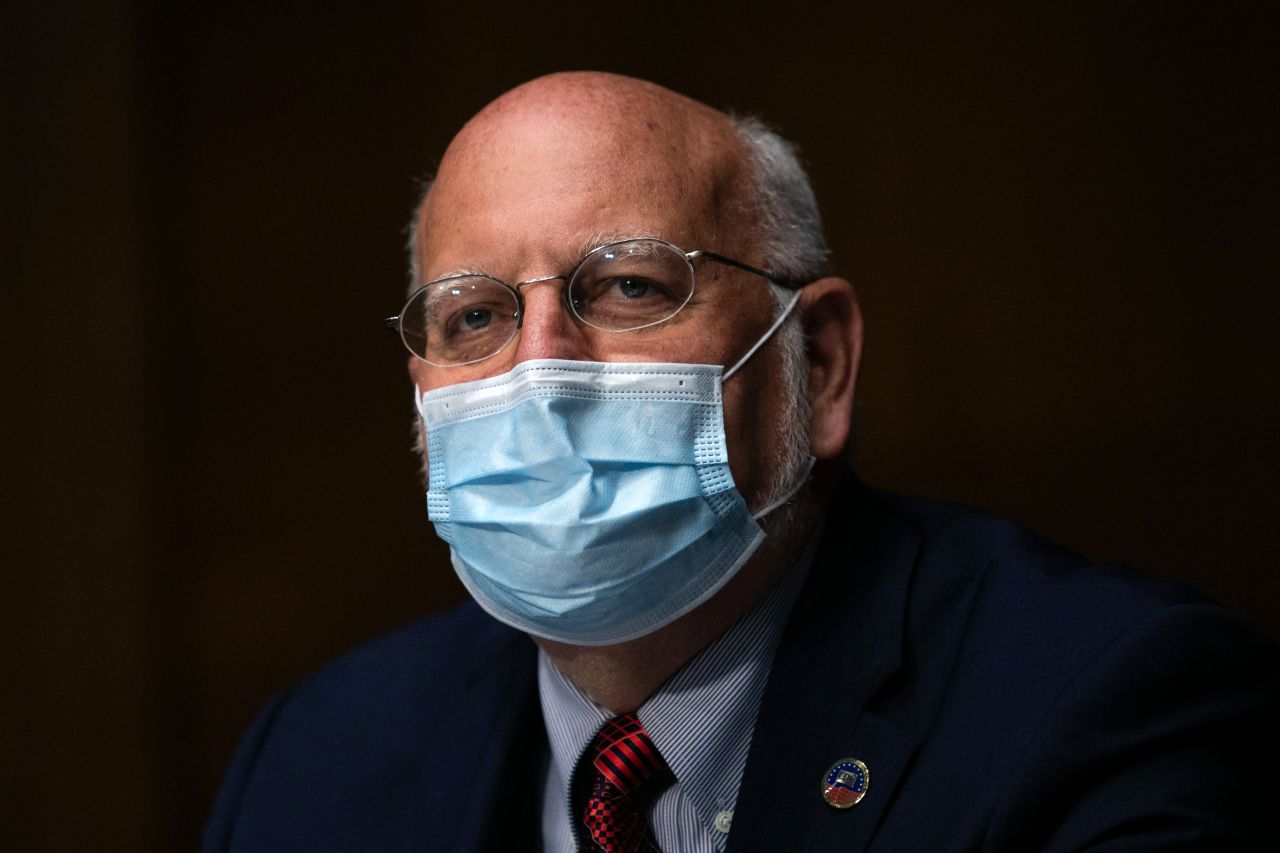 Dr. Robert Redfield, director of the US Centers for Disease Control and Prevention, testifies at a coronavirus hearing in Washington, DC, on July 2.