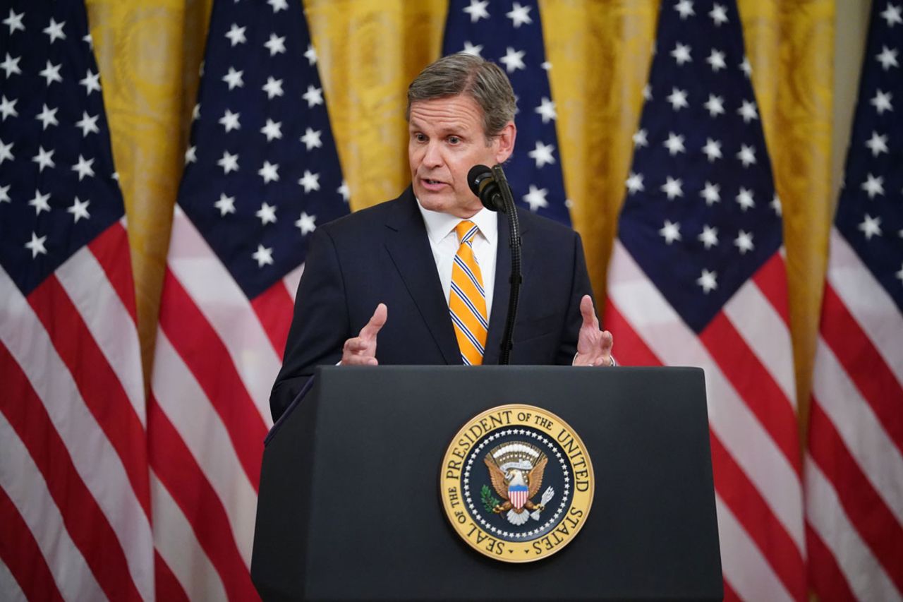 Tennessee Governor Bill Lee speaks on protecting Americas seniors from the COVID-19 pandemic in the East Room of the White House in Washington, DC on April 30.