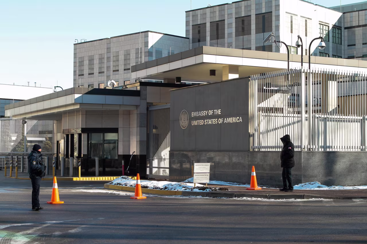 The US Embassy in Kyiv, Ukraine on February 14.
