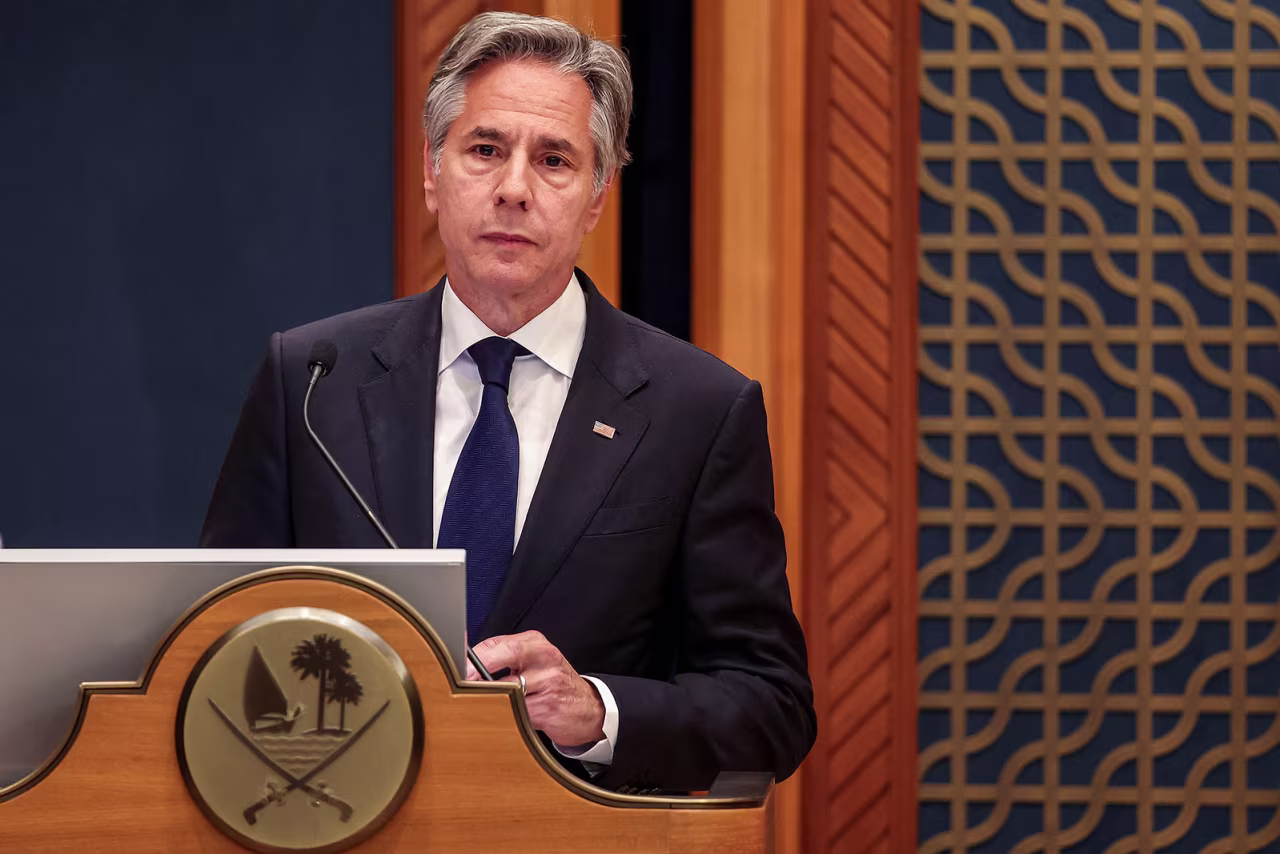 US Secretary of State Antony Blinken speaks at a news conference in Doha on Wednesday, June 12. 