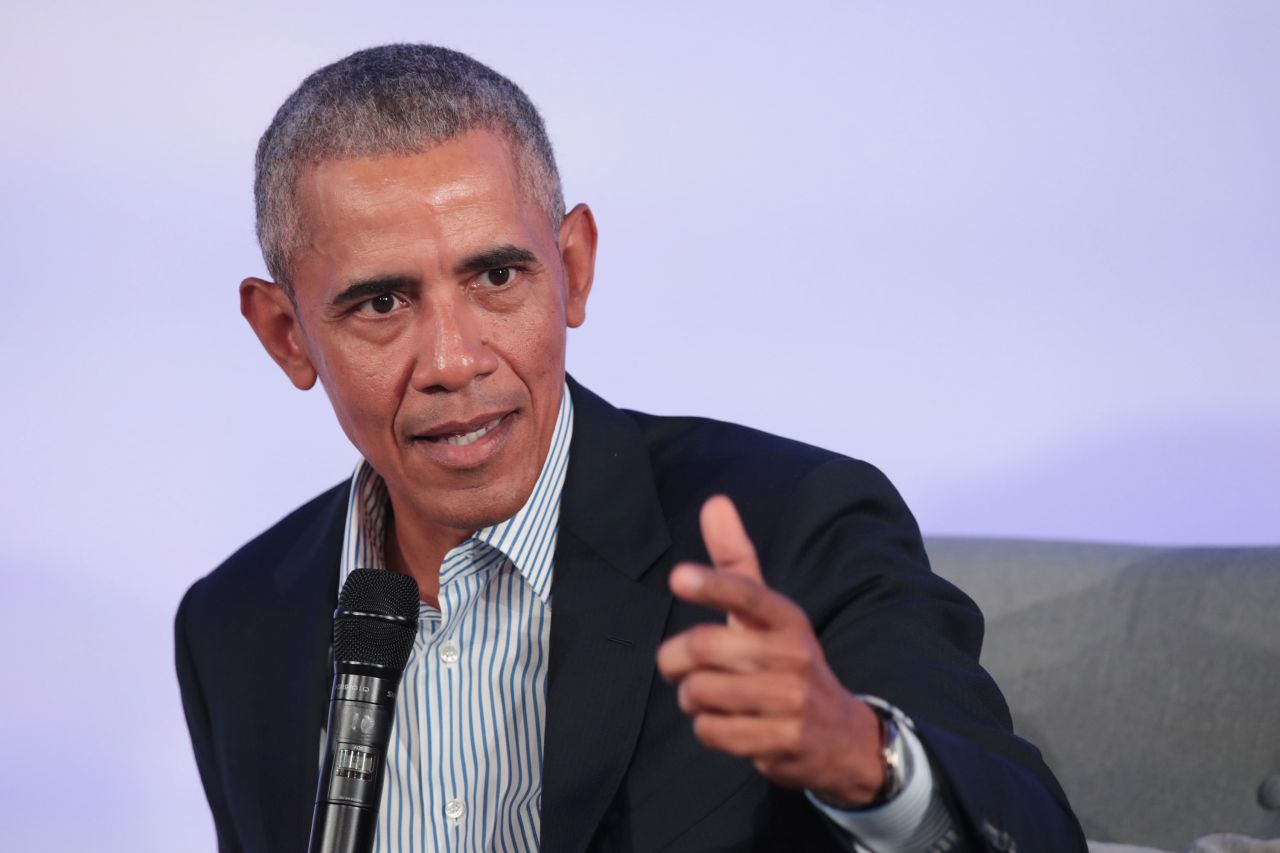 Barack Obama speaks at the Obama Foundation Summit on October 29, 2019 in Chicago, Illinois. 