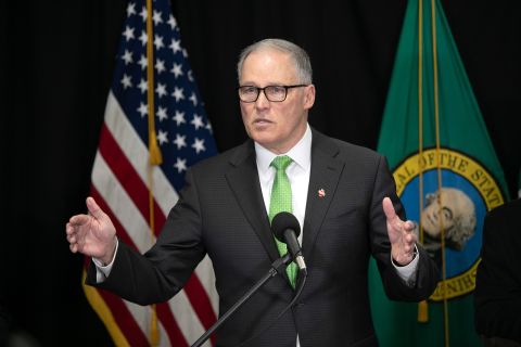 Gov. Jay Inslee at a press conference in Seattle, Washington on March 11.
