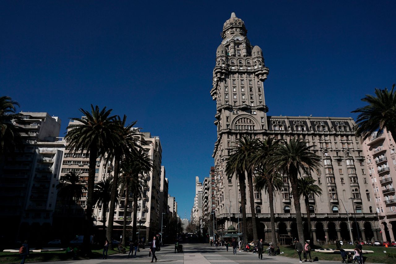 View of Plaza Independecia in Ciudad Vieja in Montevideo, on September 10.