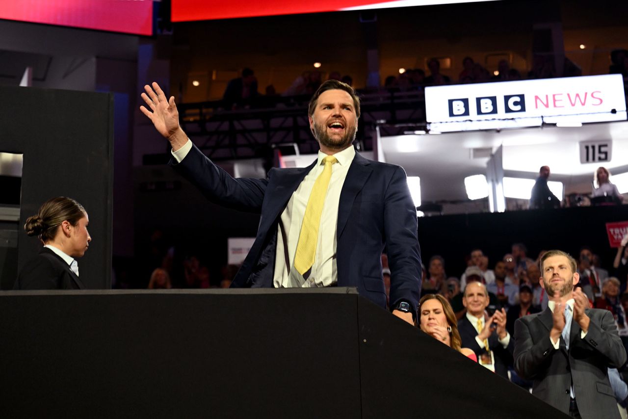 Sen. JD Vance entered the arena on the second day of the convention on Tuesday, July 16.