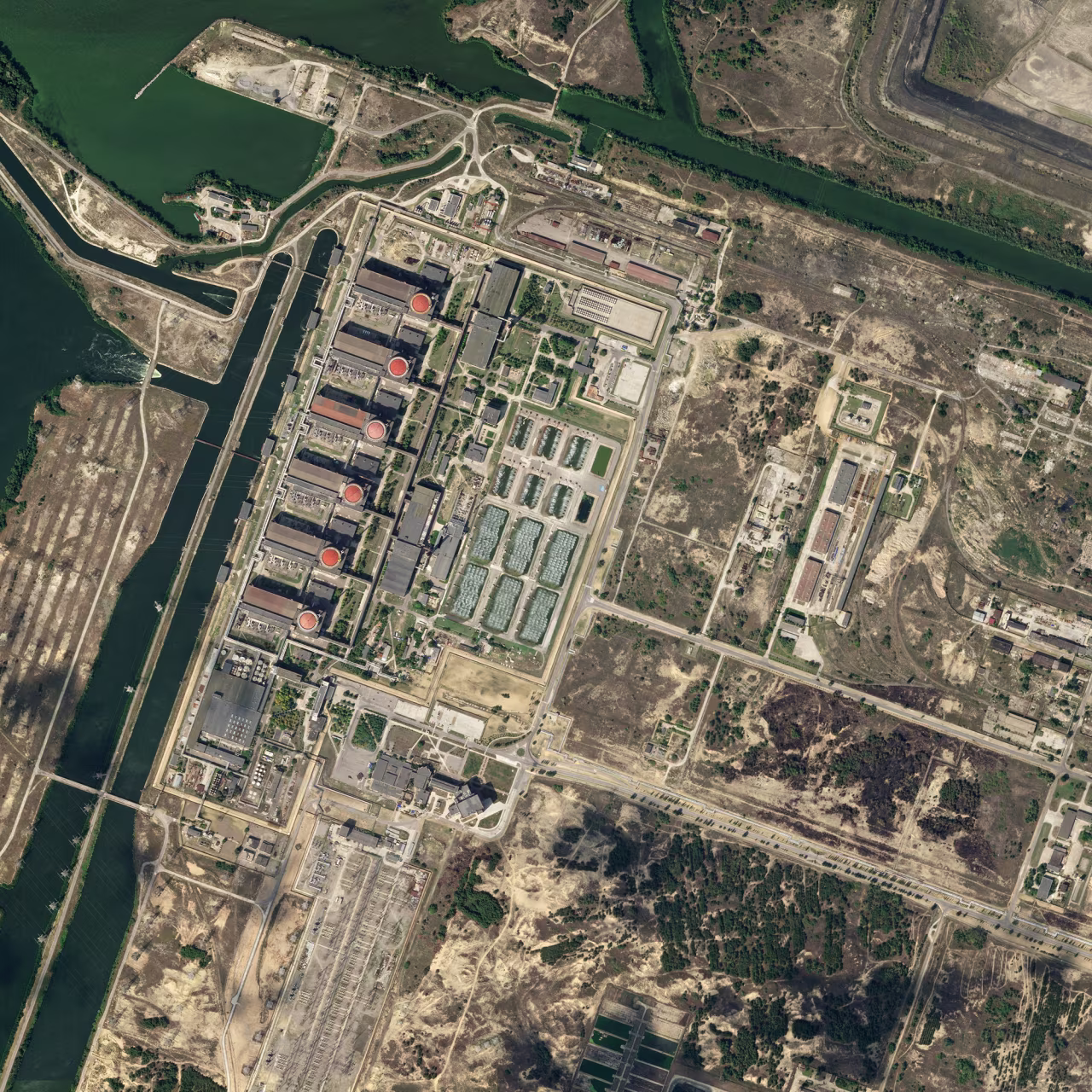 Satellite image of the Zaporizhzhia nuclear power plant, Ukraine, on August 13.