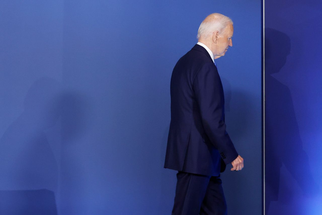 President Joe Biden departs an event at the NATO Summit on July 11, in Washington, DC. 