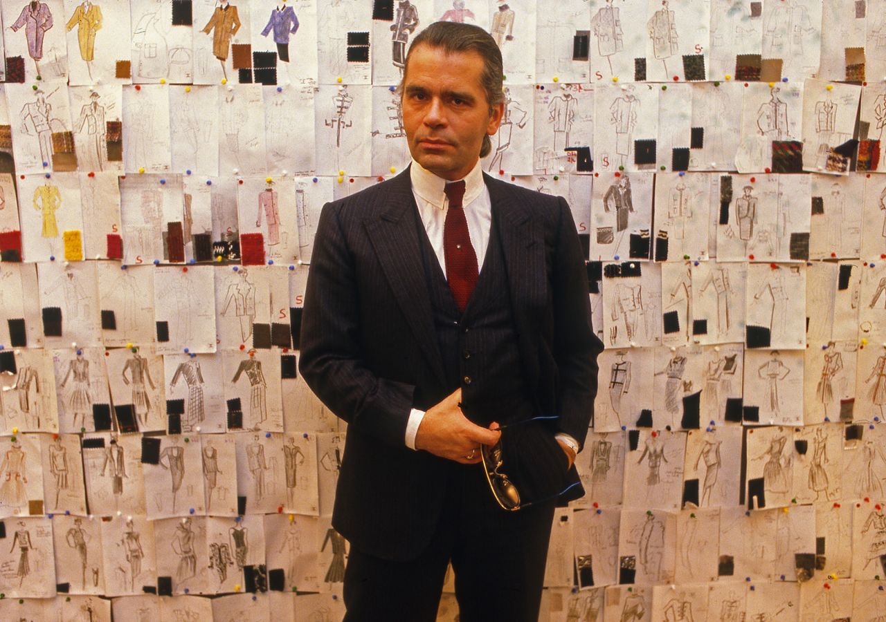 Lagerfeld pictured in Chanel's Parisian studio on March 5, 1984, a year after he joined the storied fashion brand.