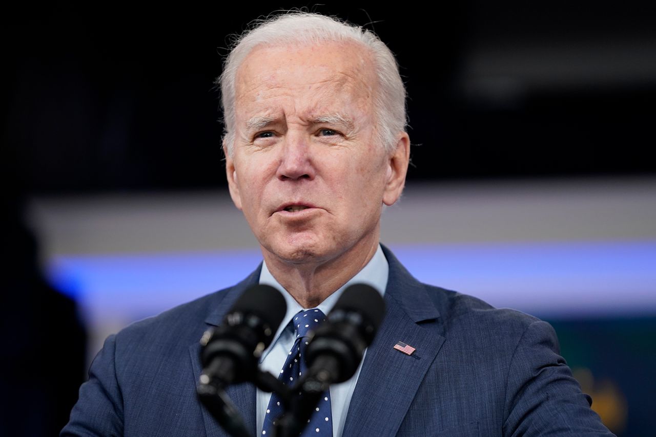 Joe Biden speaks in Washington on February 16.