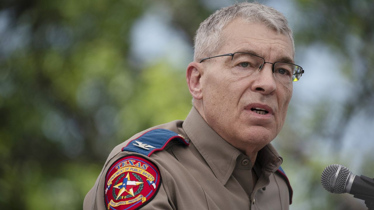 Texas Department of Public Safety Director Steven McCraw speaks during a press conference held outside Robb Elementary School on Friday, May 27.