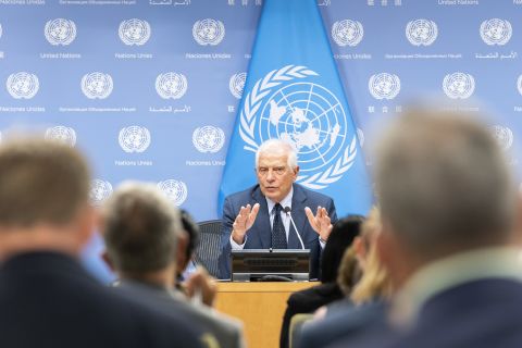 Press briefing Josep Borrell, Vice-President of the European Commission, on the situation in Ukraine at the UN Headquarters in New York on September 21.