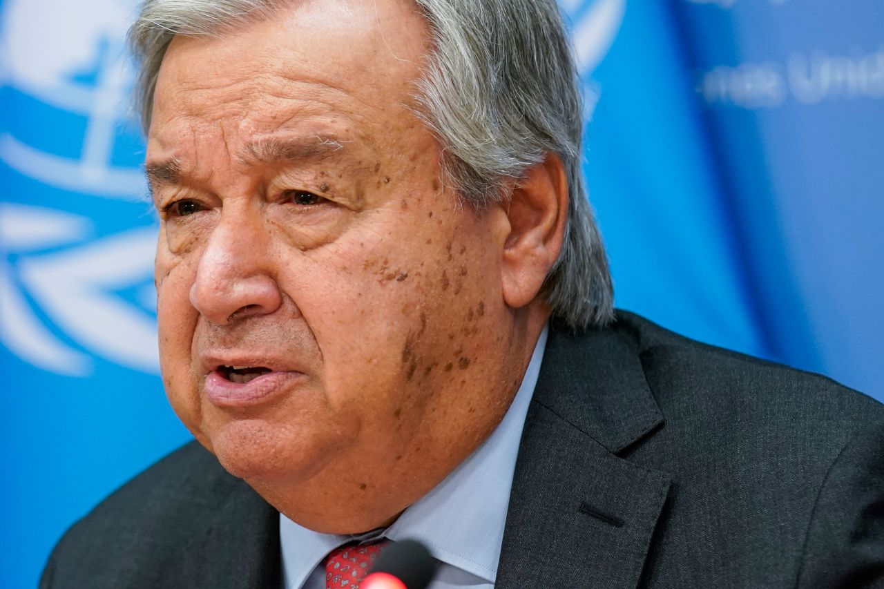 Antonio Guterres attends a press conference at the United Nations headquarters on September 13, in New York City.