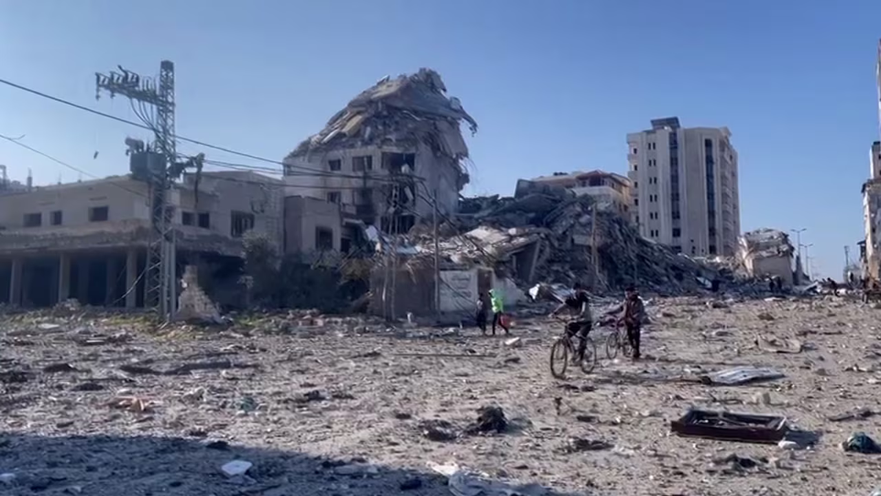 The Tal El Hawa neighborhood in Gaza City is pictured on February 10.