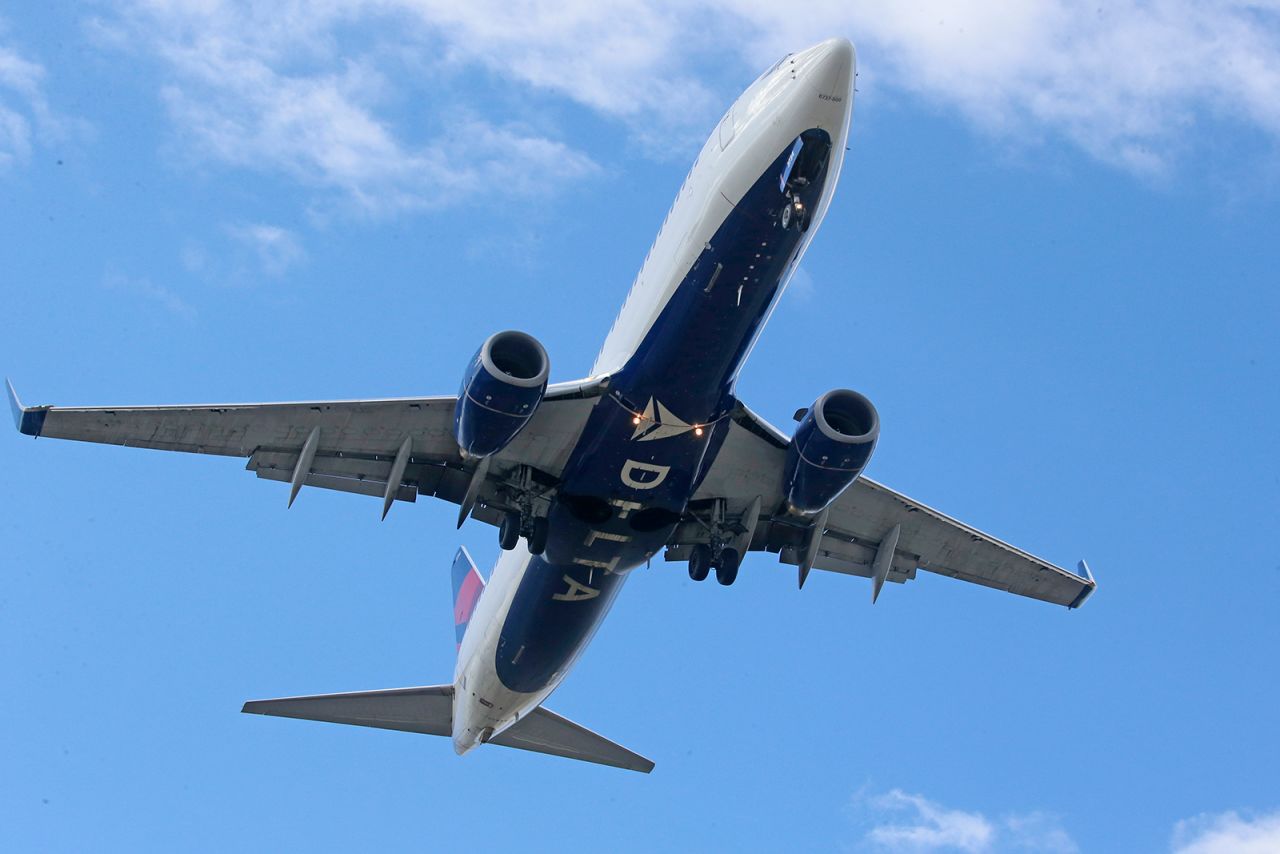 A Delta Air Lines jet lands at Salt Lake City International Airport in Salt Lake City, Utah on April 22.