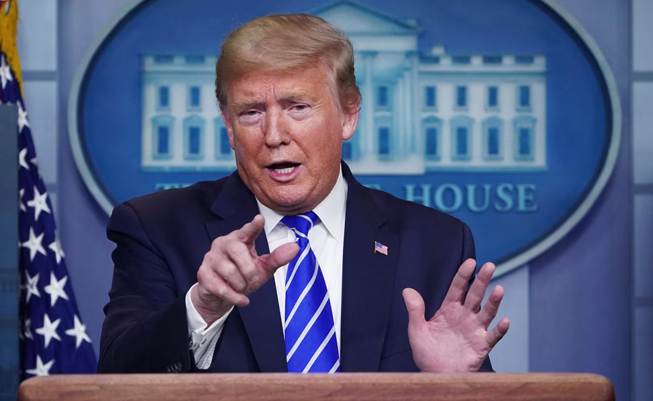 President Donald Trump speaks during the daily briefing on the novel coronavirus at the White House in Washington, DC on April 23.
