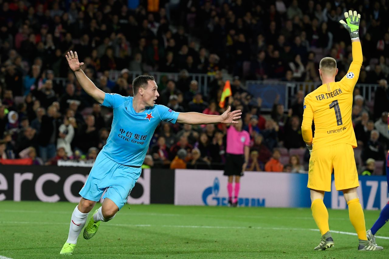 Marc-Andre?ter Stegen is relieved to see the offside flag raised.