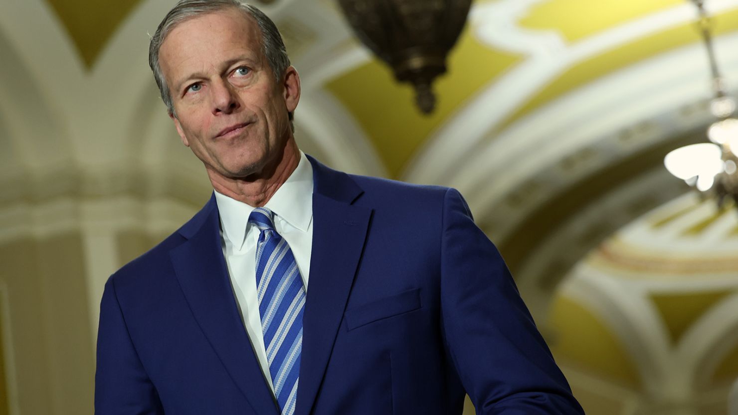 US Sen. John Thune, a Republican from South Dakota, at the US Capitol on March 28 in Washington, DC.