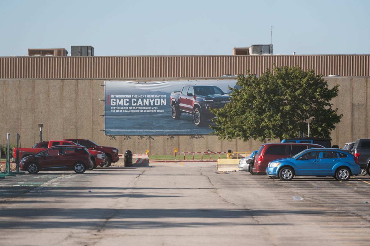 The Wentzville Assembly Plant is seen as GM workers with the UAW Local 2250 Union strike outside the General Motors Wentzville Assembly Plant on September 15, 2023 in Wentzville, Missouri. 