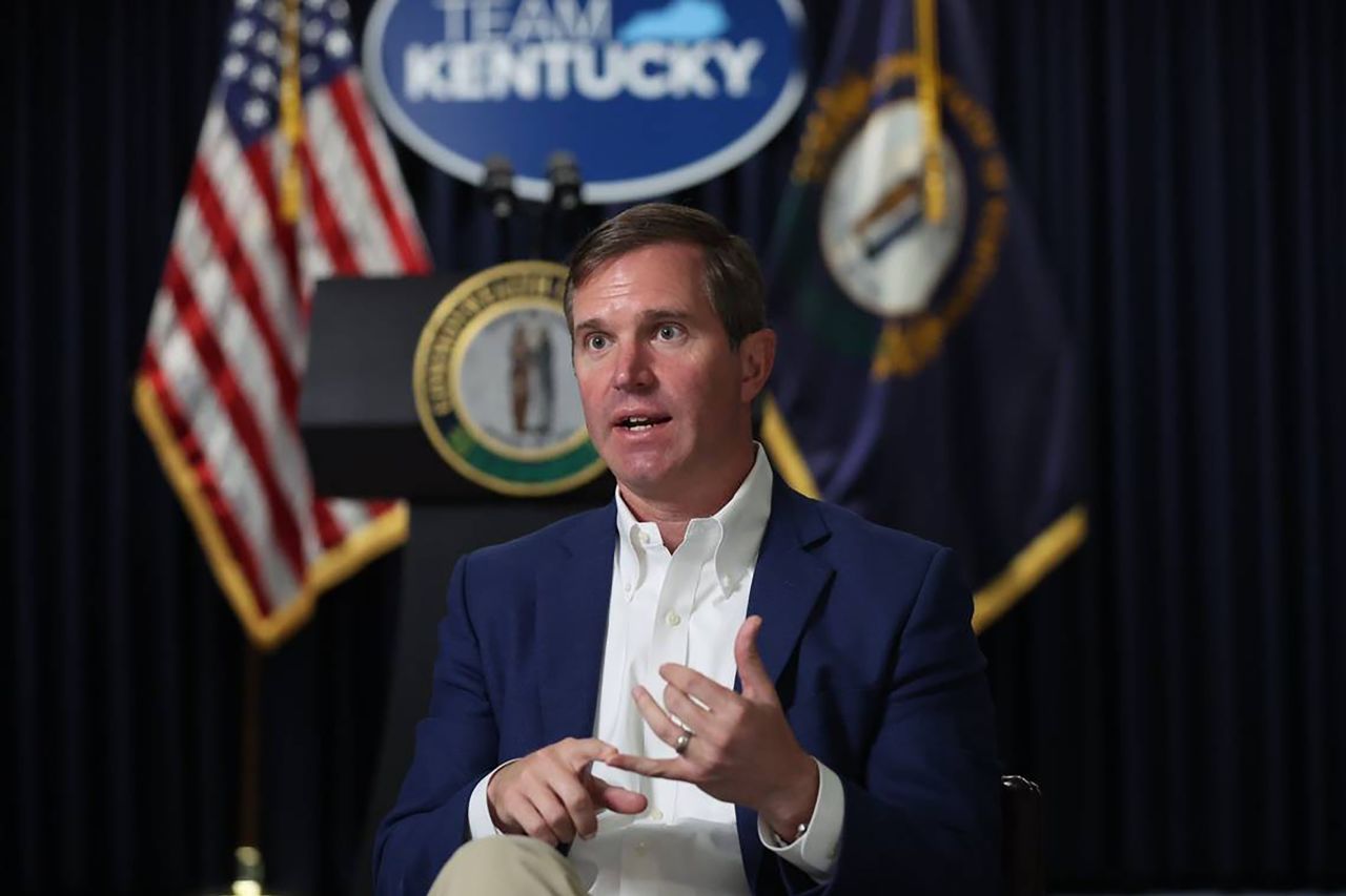 Kentucky Gov. Andy Beshear speaks during an interview with the Herald-Leader in June.