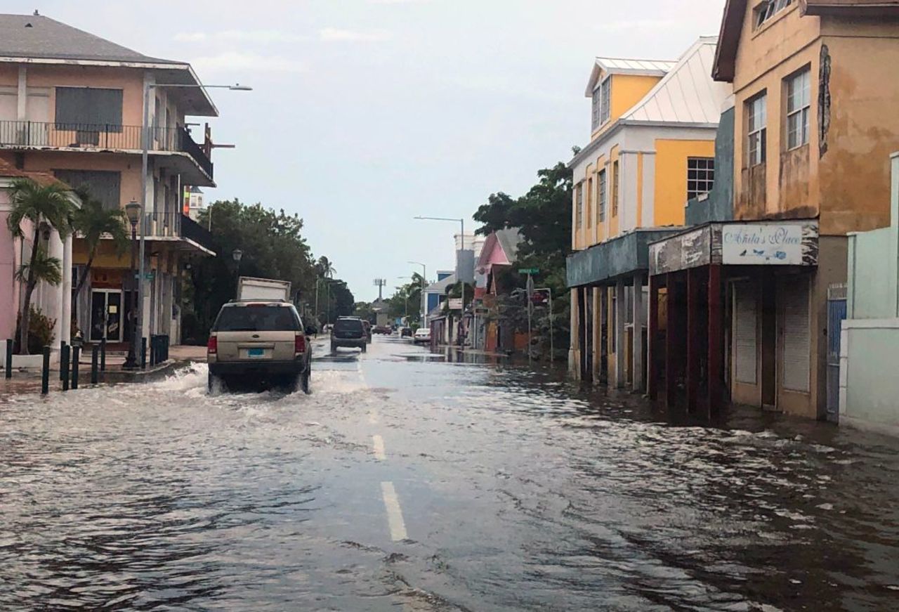 A flooded street in downtown Nassau on Wednesday.