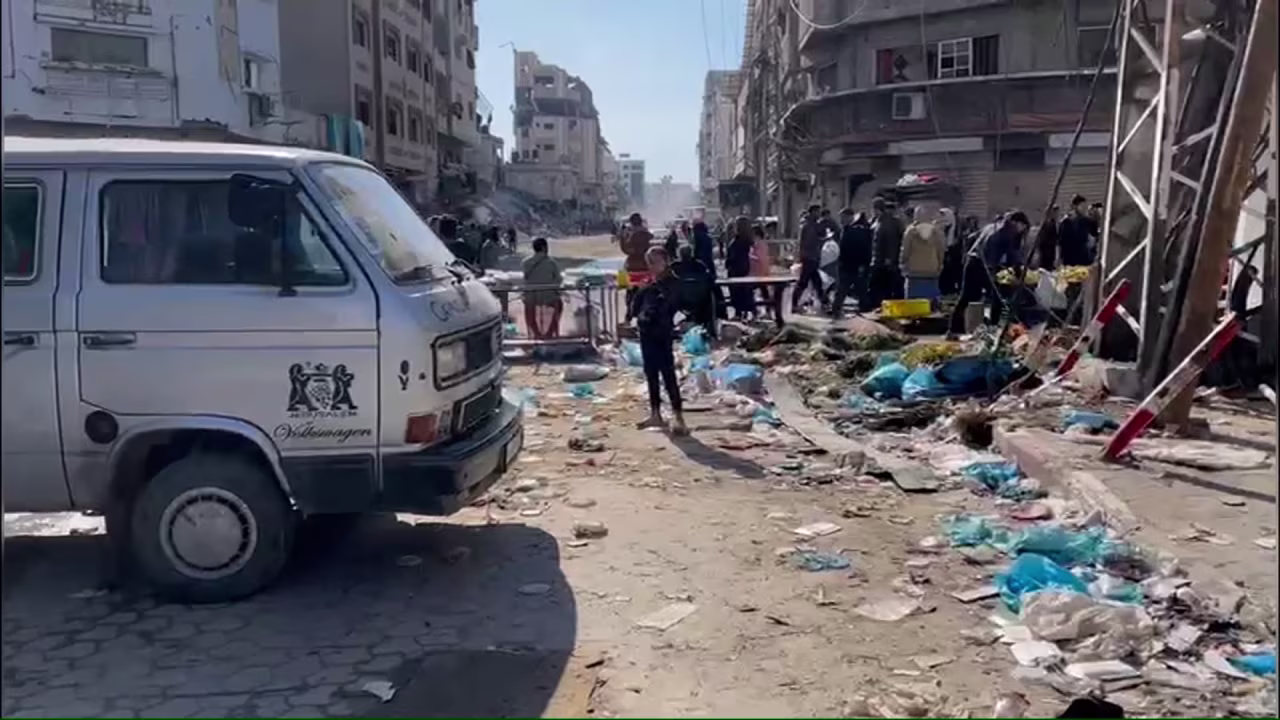 Screenshot from a video shot outside the Al Shifa Medical Complex in Gaza City on January 25.