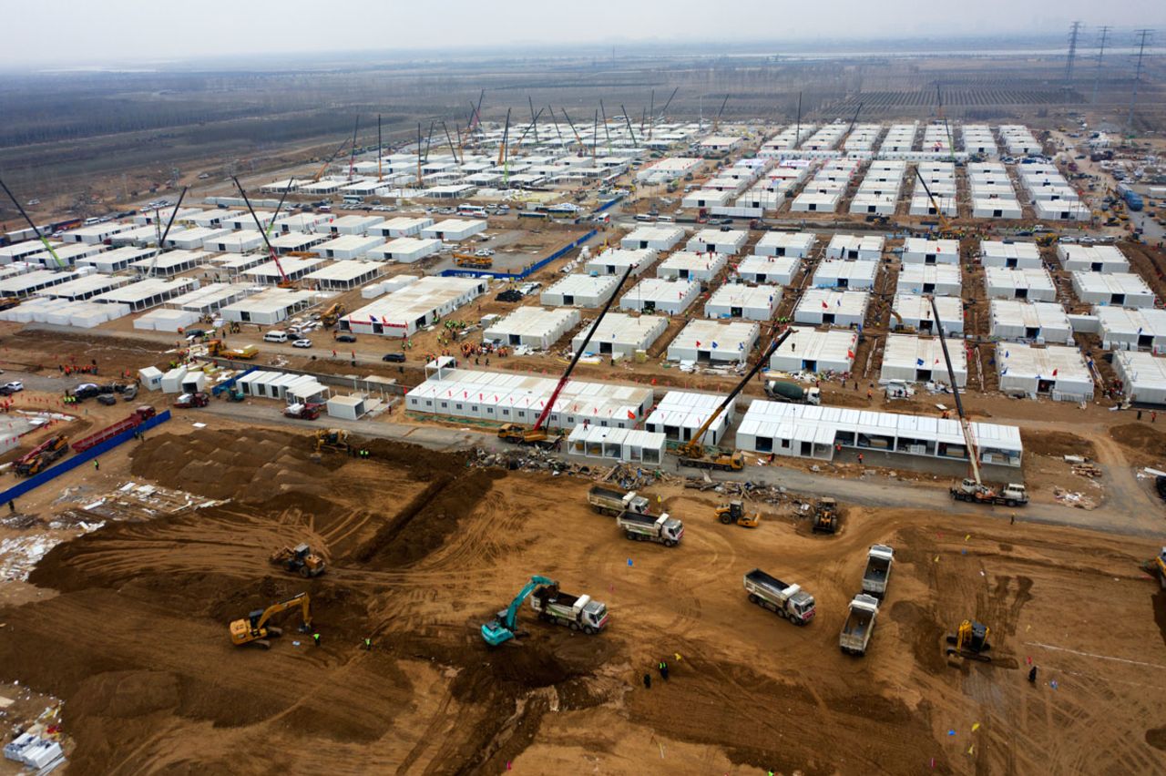 An aerial view of the construction site of the quarantine camp in Shijiazhuang, Hebei, China, on January 19.