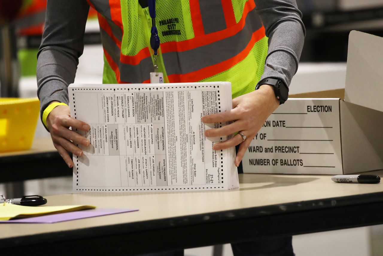 Election workers count ballots on November 4, in Philadelphia, Pennsylvania. 