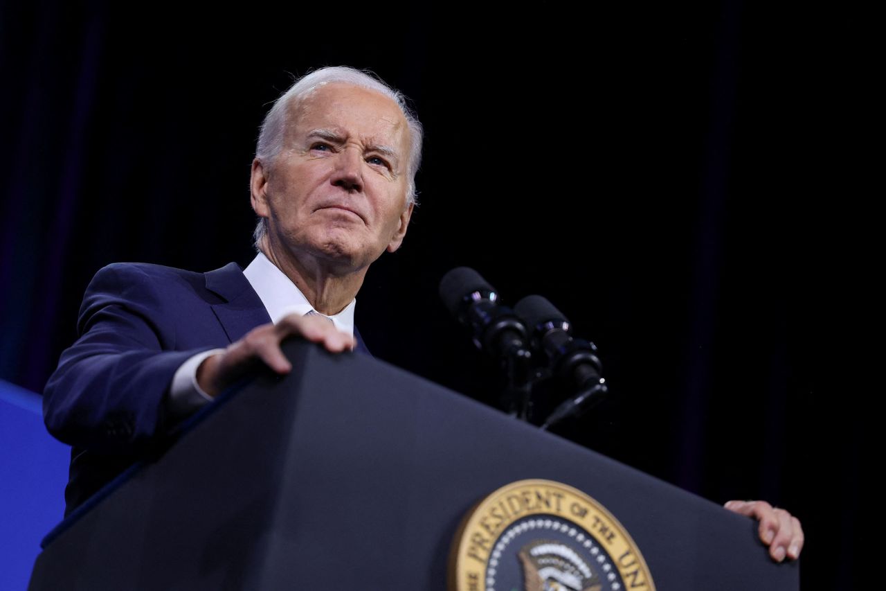 President Joe Biden speaks during the NAACP National Convention in Las Vegas on Tuesday.