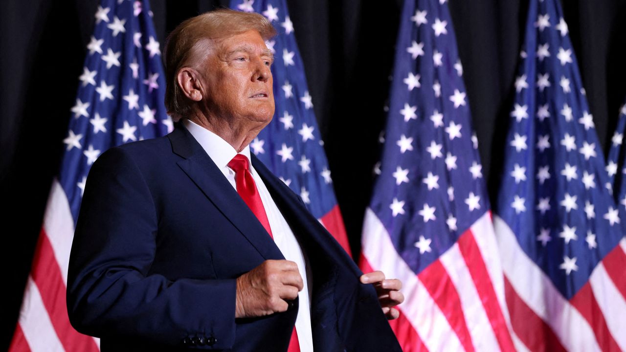 Former President and Republican presidential candidate Donald Trump attends a campaign event in Council Bluffs, Iowa, on July 7.