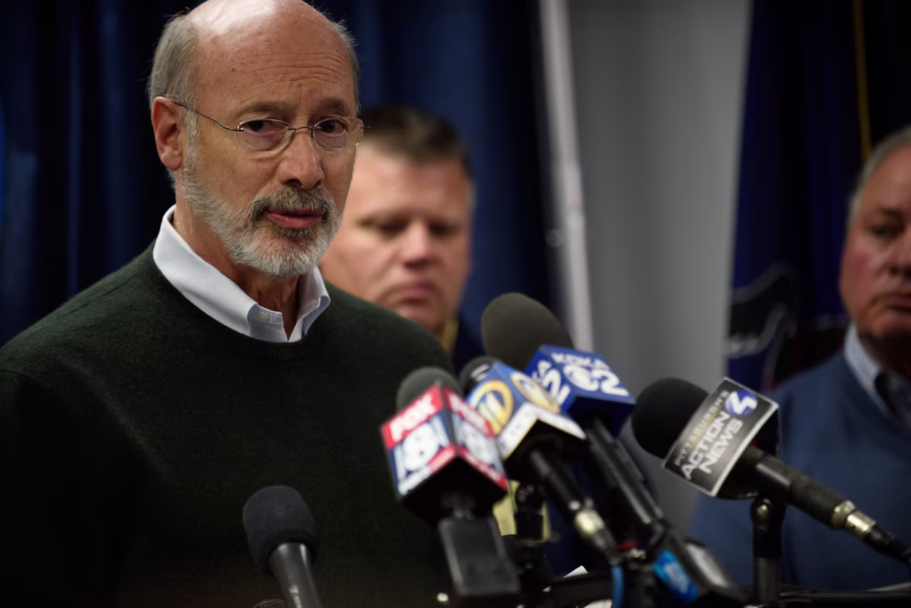 Pennsylvania Governor Tom Wolf pictured on October 27, 2018 in Pittsburgh, Pennsylvania. 