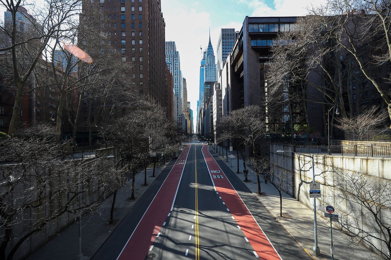 An empty New York City street in March.