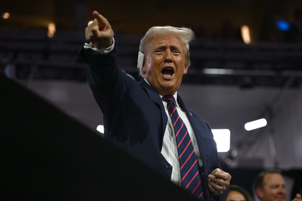 Donald Trump at the 2024 Republican National Convention at the Fiserv Forum in Milwaukee, Wisconsin, on July 17.