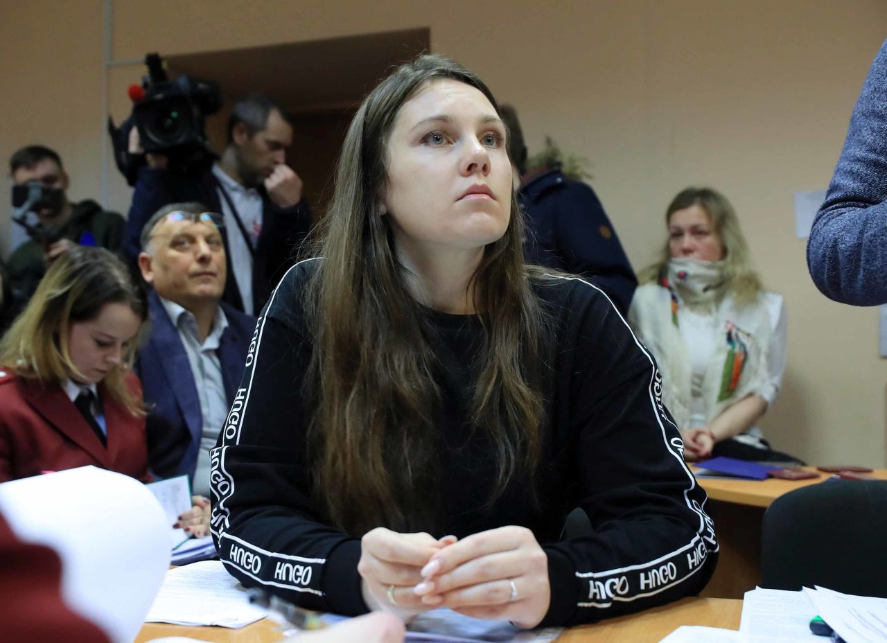 Alla Ilyina attends a hearing for a complaint brought by Natalia Bashketova, St. Petersburg's Chief Sanitary Physician, at the Petrogradsky District Court on Monday.