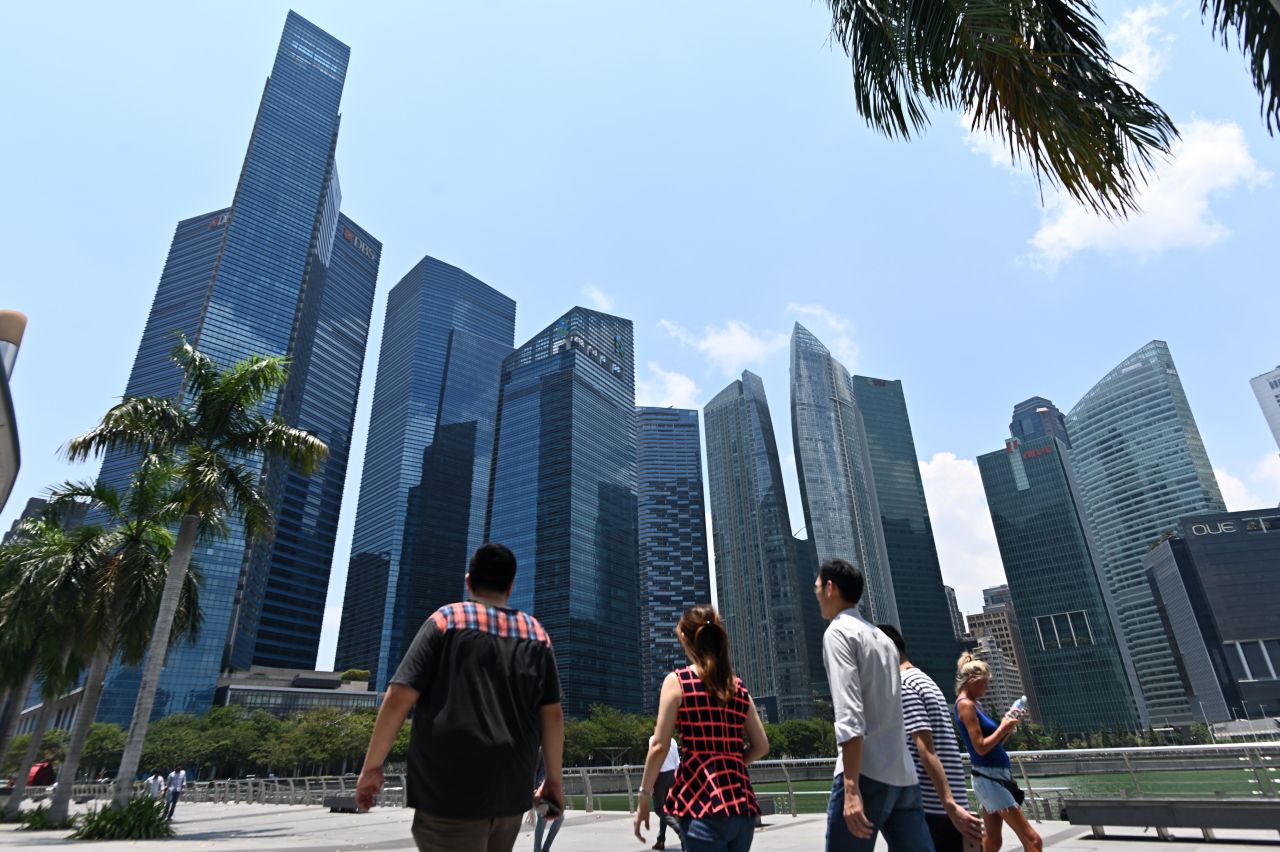 A view of the Marina Bay Financial Centre, where the DBS offices are located, in Singapore on March 8, 2019.