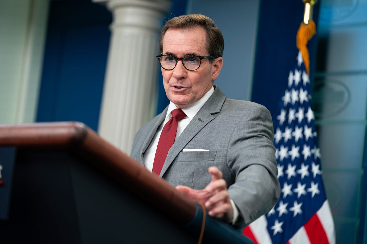 National Security Council spokesman John Kirby speaks during a briefing at the White House on October 31, in Washington, DC. 