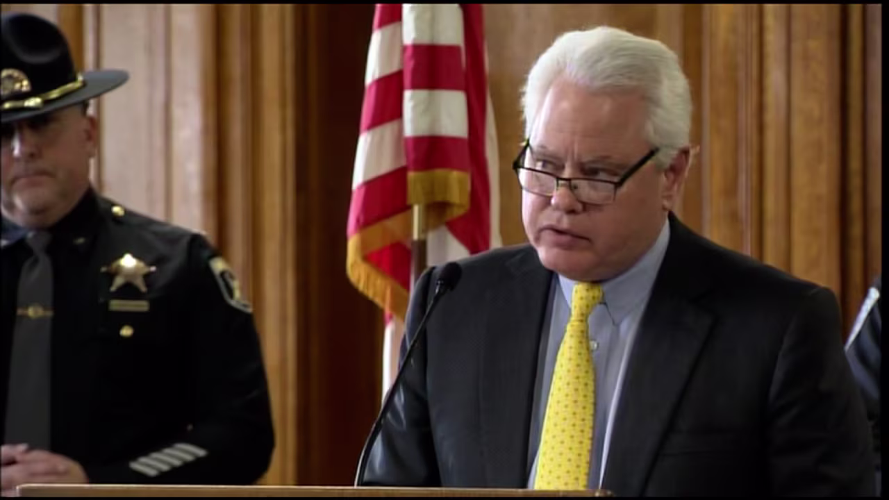 University of Idaho President Scott Green speaks at the news conference for the case of four murdered University of Idaho students in Moscow, Idaho on Friday.