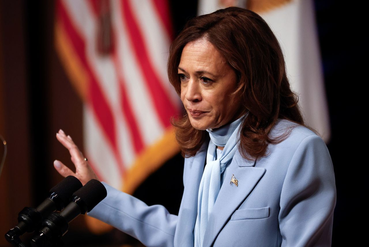 Vice President Kamala Harris delivers remarks at the Congressional Hispanic Caucus Institute's 47th Annual Leadership Conference at the Ronald Reagan Building and International Trade Center on September 18 in Washington, DC.