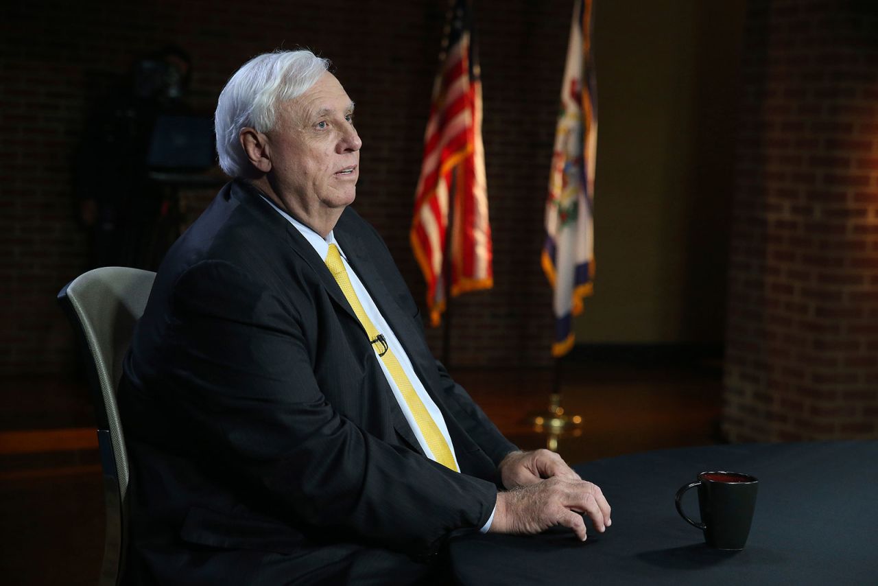 West Virginia Gov. Jim Justice prepares for a debate in Morgantown, West Virginia, in October.