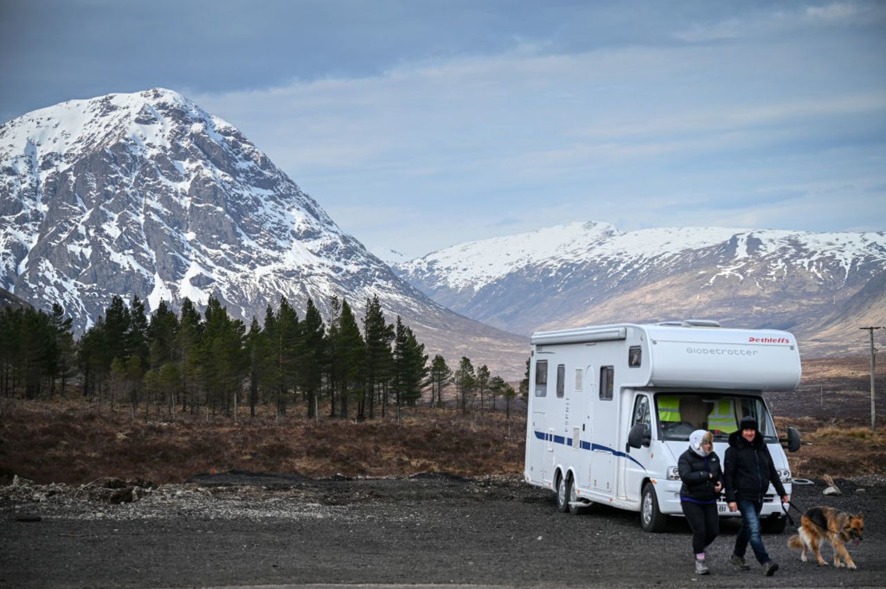 A mobile home in Glen Coe in the Scottish Highlands on Sunday.