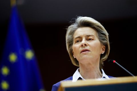 European Commission President Ursula Von Der Leyen at the European Parliament in Brussels on January 20, 2021. 