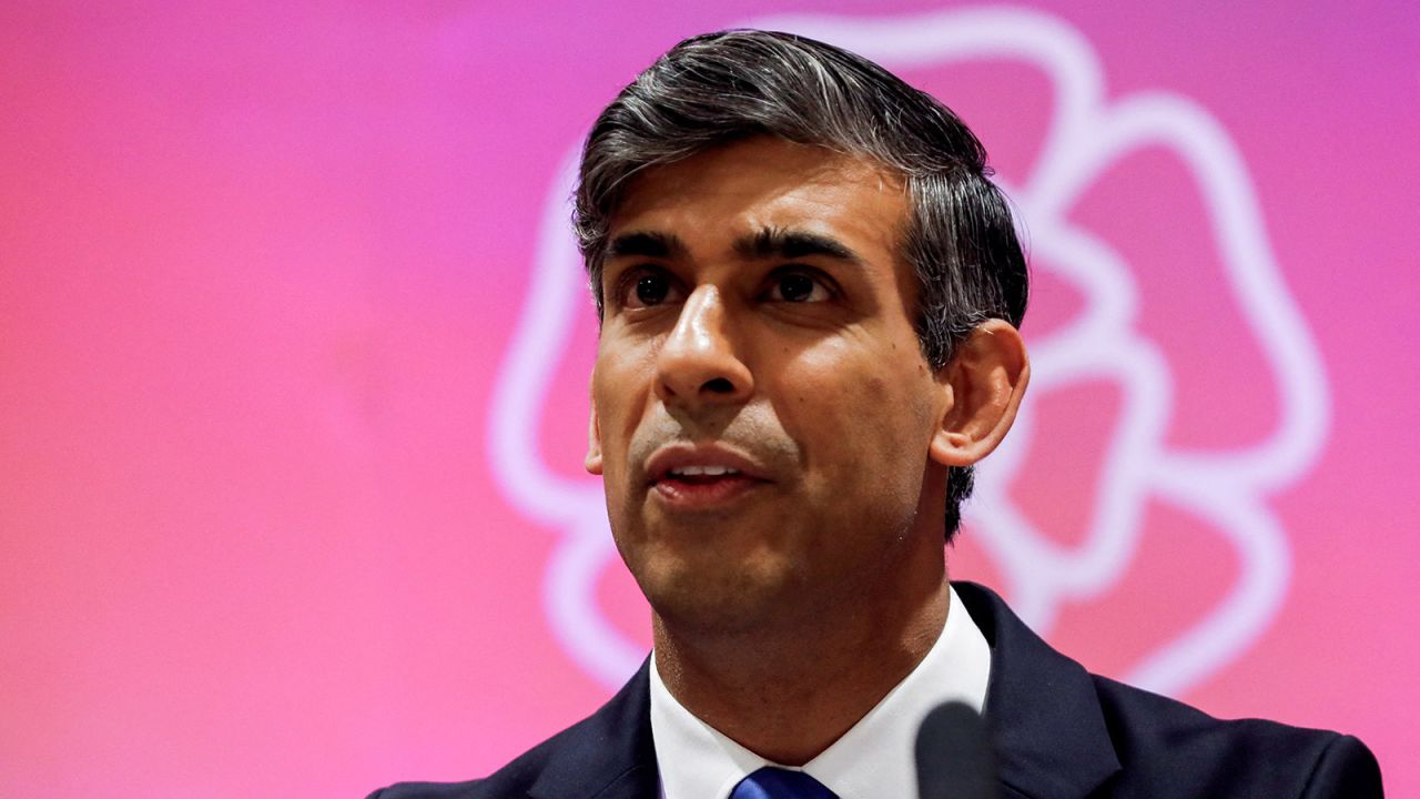 British Prime Minister Rishi Sunak speaks after winning his seat in Richmond and Northallerton constituency on July 5. 