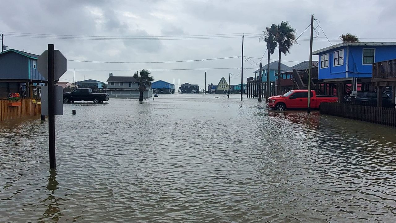 Flooding is seen in Surfside Beach, Texas, on June 19. 